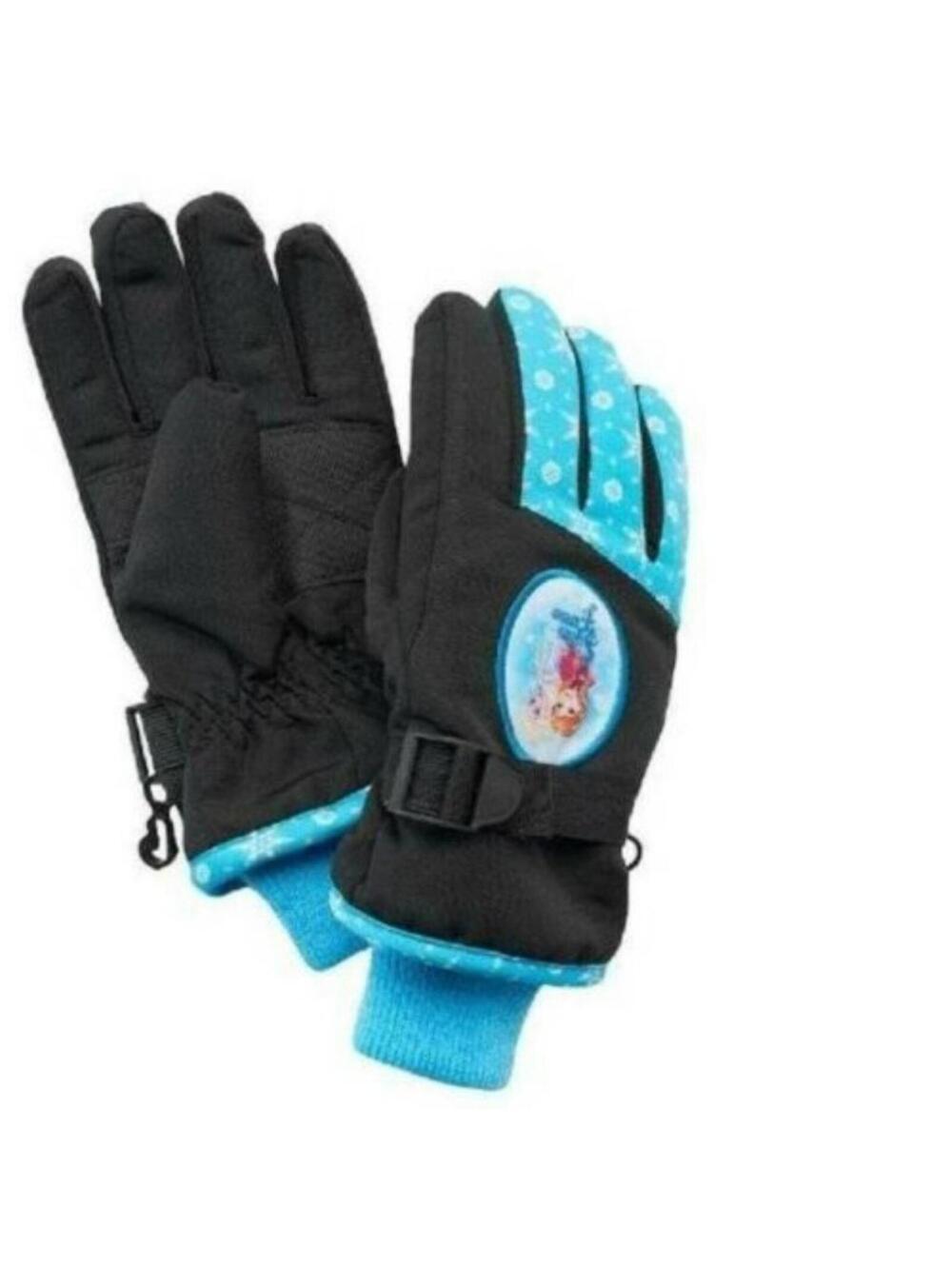 Girls Disney Frozen Anna Elsa Winter Gloves "Sisters Forever" Blue Black Ski